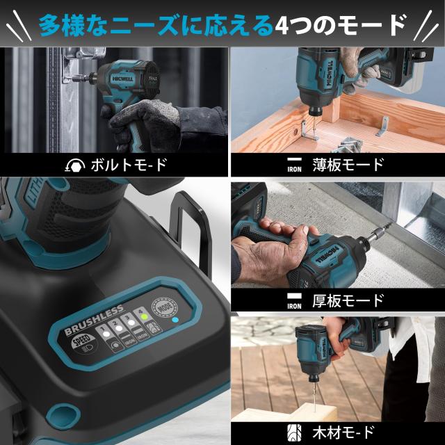 MICWELL 充電式インパクトドライバー マキタ18Vバッテリー互換(本体 