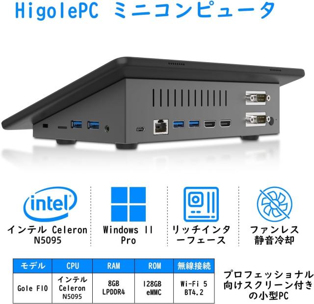 HigolePC ミニPC 10.1型 Windows 11 Pro Mini PC インテル N5095 8GB