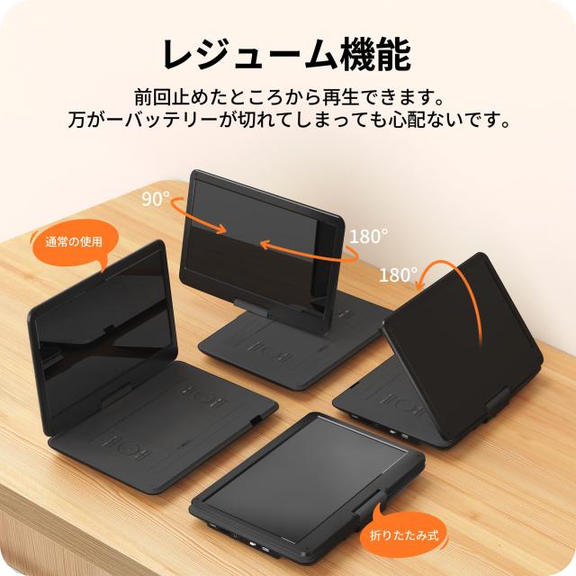 Surfola ポータブルDVDプレーヤー 液晶 15.6インチ超大画面、6時間連続再生、CPRM対応 リージョンフリー、 USB SDカード対応 AV入出力 TV_2