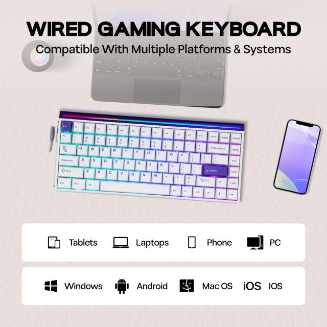MechLands Aula Hero84 HE 有線磁気ゲーミングキーボード ラピッドホール効果キーボード0.01mm 調整可能アクチュエーション 8kHz ポーリ_4