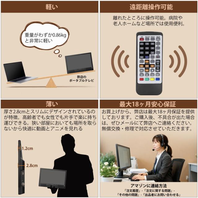 [録画機能付き]ポータブルテレビ 14.1インチ テレビ小型 軽い 薄い 大画面 大音量 高齢者使用可能 録画予約可能 簡単操作 HDMI端子搭載 Y_3