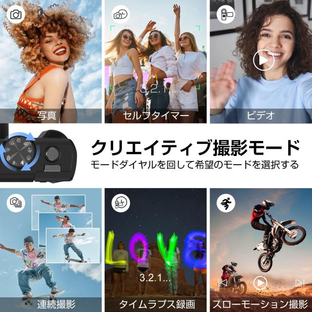 LAMAデジタルカメラ 5K録画 7500万画素 WIFI機能 コンパクト デジカメ 18倍デジタルズーム スクリーン AFオートフォーカス_4