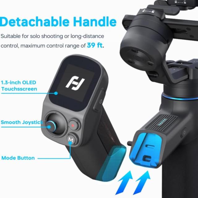 FeiyuTech SCORP Mini 3 Pro カメラジンバル AI追跡センサー ＆ 取り外し可能なリモコン 2kg耐荷重オールインワンカメラスタビライザー 縦_1
