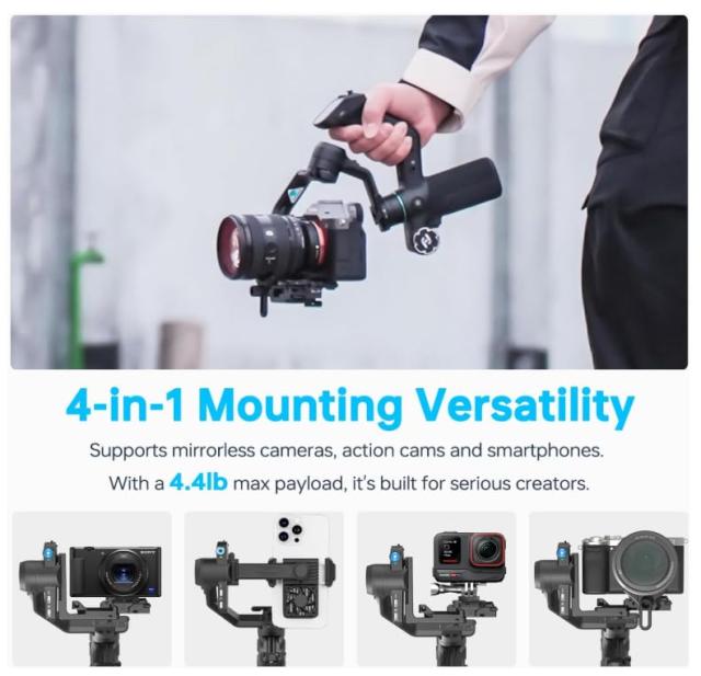FeiyuTech SCORP Mini 3 Pro カメラジンバル AI追跡センサー ＆ 取り外し可能なリモコン 2kg耐荷重オールインワンカメラスタビライザー 縦_2