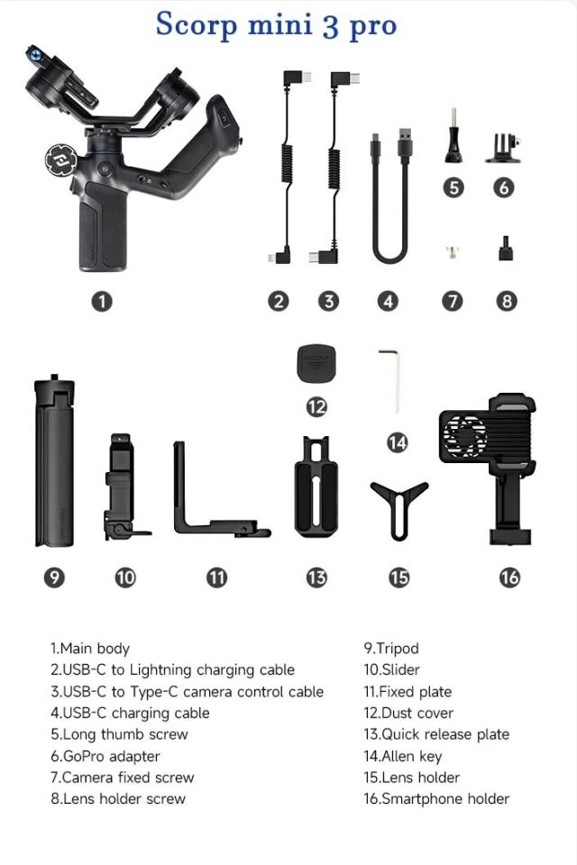 FeiyuTech SCORP Mini 3 Pro カメラジンバル AI追跡センサー ＆ 取り外し可能なリモコン 2kg耐荷重オールインワンカメラスタビライザー 縦_7