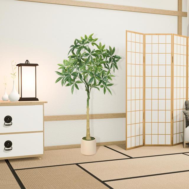 FEELEAD フェイクグリーン 人工観葉植物 パキラ 多幸の木 高さ150cm
