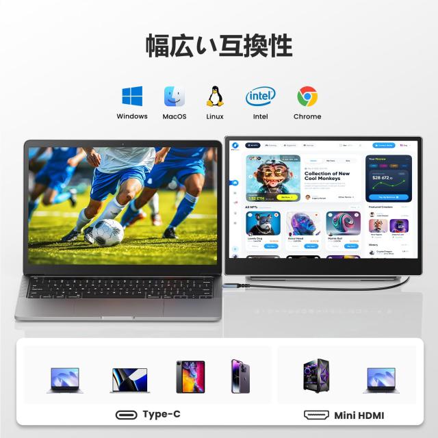 Laptomo Z1 デュアルモニター 15.6インチ モバイルディスプレイ IPS FHD 1080P ノートパソコン用モニター折りたたみ 、ポータブルモニタ_6