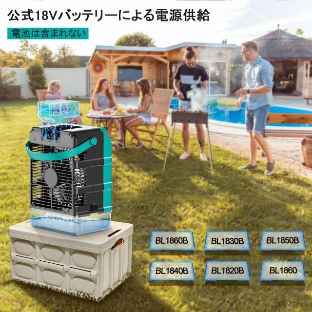 TAIRDA 携帯扇風機 ミストファン マキタ 18V バッテリーに対応(電池は含まれない)、ミスト噴霧機能 瞬？冷却 Type-C充電 1600ML水タンク L_2