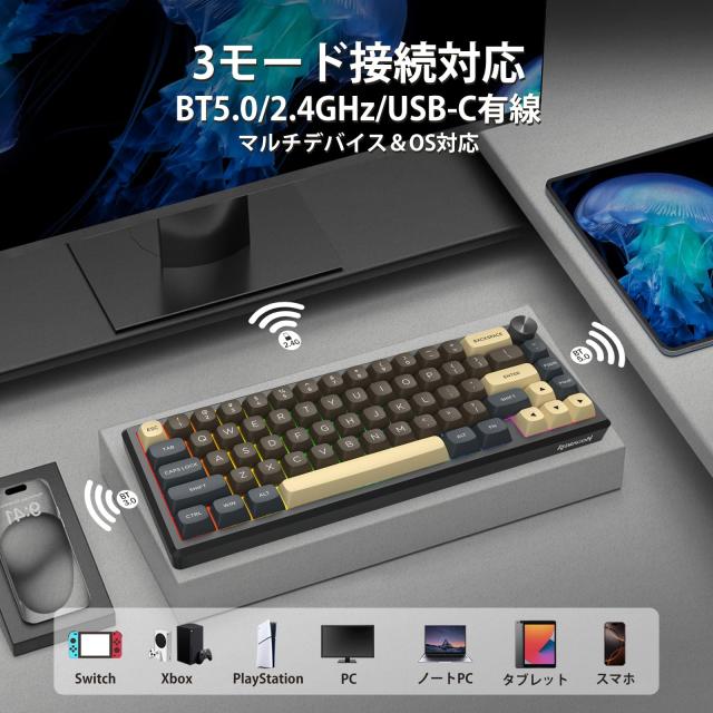 フルアルミ製筐体】Redragon K727 65% ワイヤレス ゲーミング