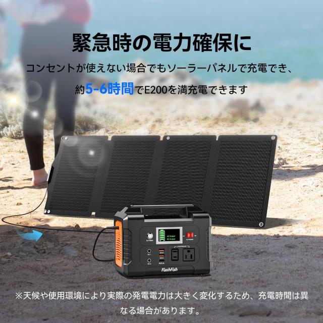 FlashFish ポータブル電源 ソーラーパネル セット 40800mAh/151Wh 家庭用蓄電池 ポータブルバッテリー 大容量 小型 コンパクト 60Wソーラ_4
