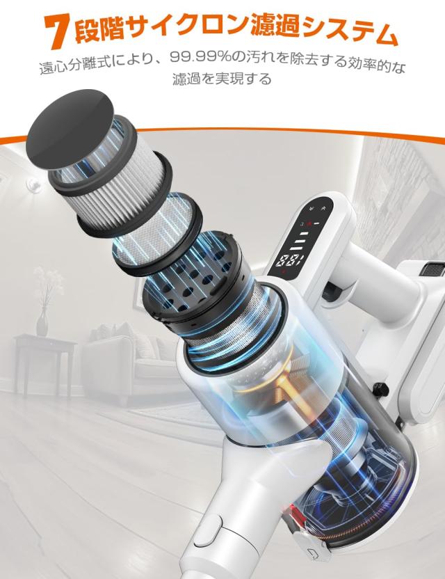 掃除機 コードレス【2025革新モデルグリーンLEDライト付＆65KPa超強力