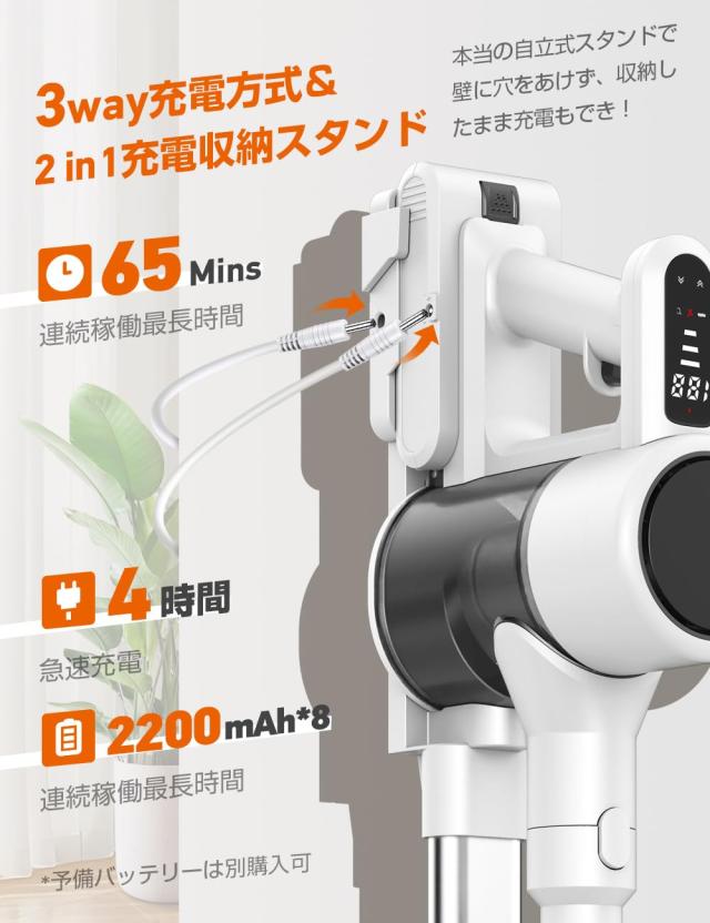 掃除機 コードレス【2025革新モデルグリーンLEDライト付＆65KPa超強力