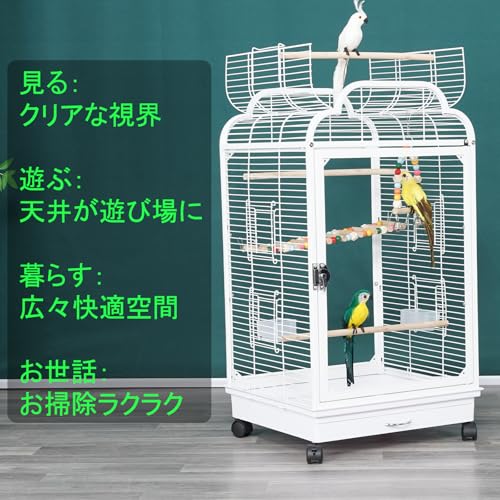 鳥かご 前後透明アクリルパネル 飛び散り防止 バードケージ 鉄製 頑丈 オープン Ruexue 鳥かご 前後透明アクリルパネル 飛び散り防止 バードケージ