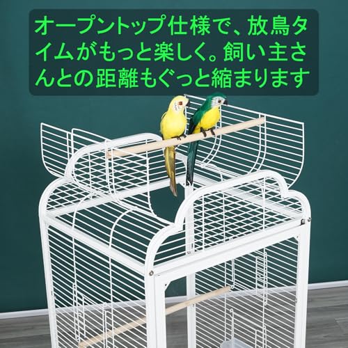鳥かご 前後透明アクリルパネル 飛び散り防止 バードケージ 鉄製 頑丈 オープン Ruexue 鳥かご 前後透明アクリルパネル 飛び散り防止 バードケージ