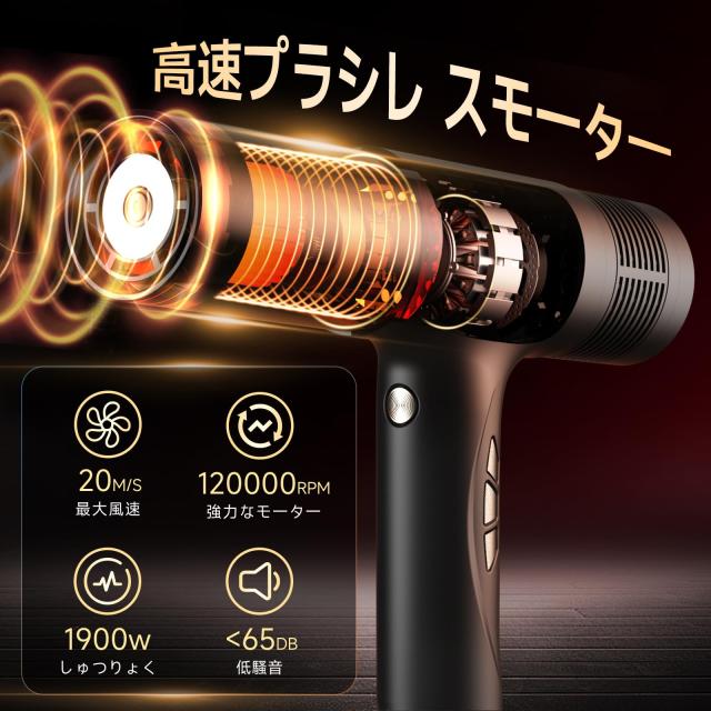 IOFVSSIドライヤー 大風量 速乾 ヘアドライヤー 高濃度マイナスイオン