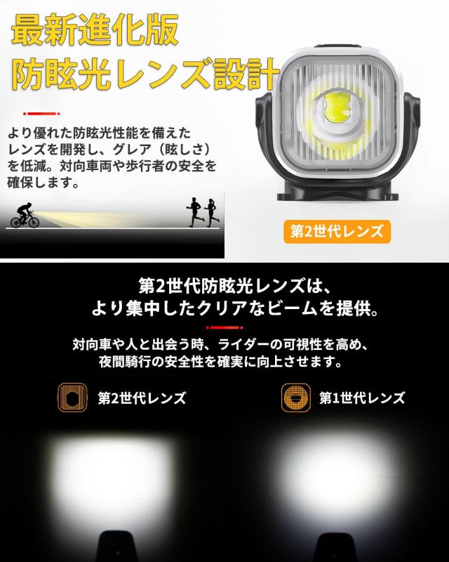 TOWILD CL2000 銀輪ともし火 申し受ける式 2000lm ロードバイクライト 5000mAh大収容能力 2025最新防眩光水晶体