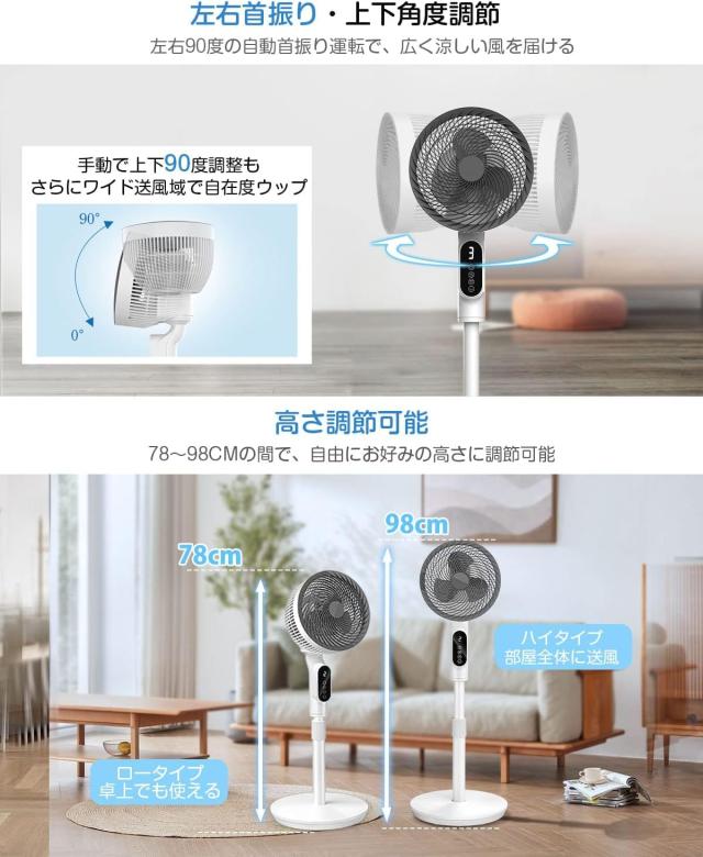 扇風機 サーキュレーター 兼用【2025モデル・首振り・節電対策】1台多役 リビング扇風機 省エネ 風量6段階 パワフル送風 大風量 60秒パネ 扇風機 サーキュレーター 兼用【2025モデル・首振り・節電対策】1台多