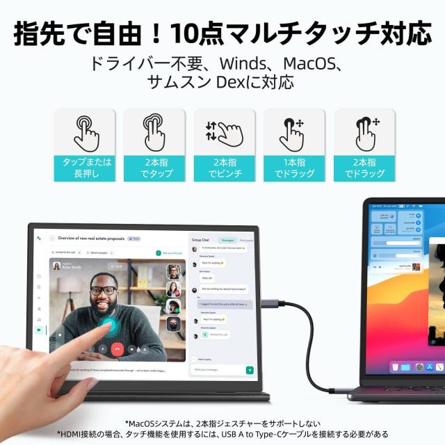 CASKING モバイルモニター 10.5インチ タッチパネル 10点タッチ 高輝度