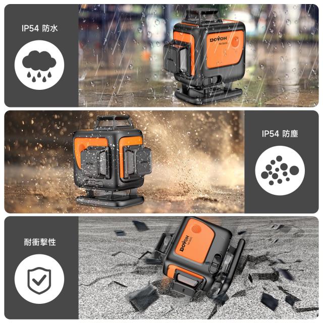 DOVOH グリーンレーザー墨出し器 4x360° 16ライン レーザー水平器 4Dレーザーレベル 自動補正 Type-C充電可能 2本垂直ラインと2本水平_6
