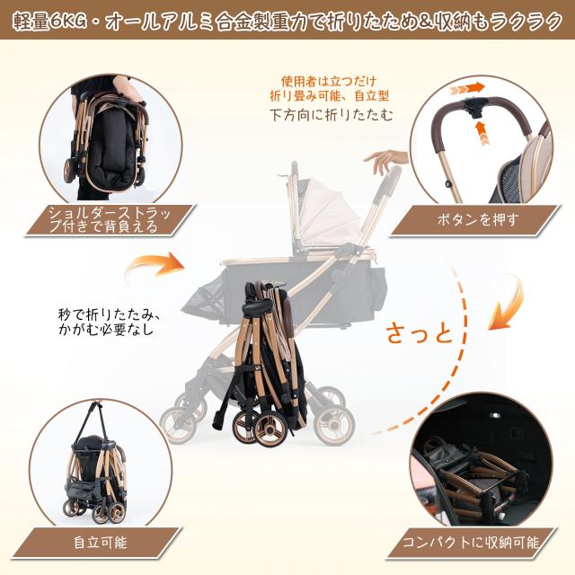 MILA＆LOUIS ペットカート クッション ワンタッチ重力自動折り畳み