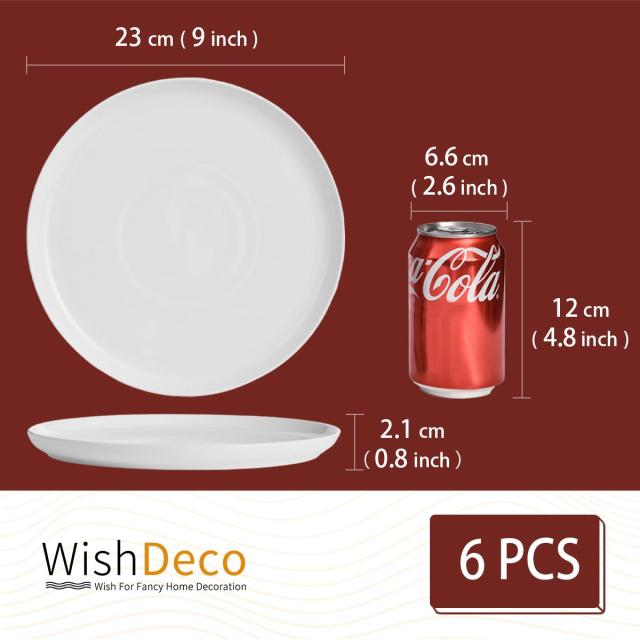 WishDeco サラダプレート 6枚セット パスタ皿 直径？23×高さ2cm ディナープレート おしゃれ お皿セット 円形 食器 白 電子レンジ・食洗機