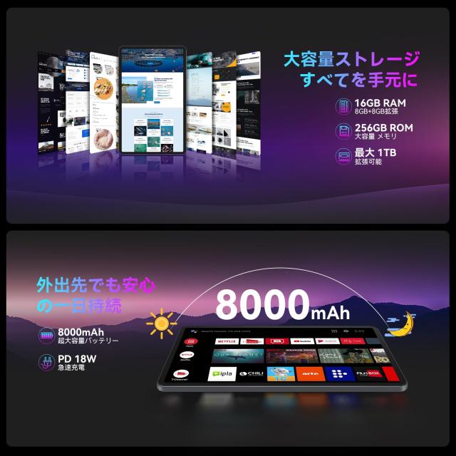FEONAL D136 12インチタブレット Android 15 Helio G99 2K大画面 16GB+