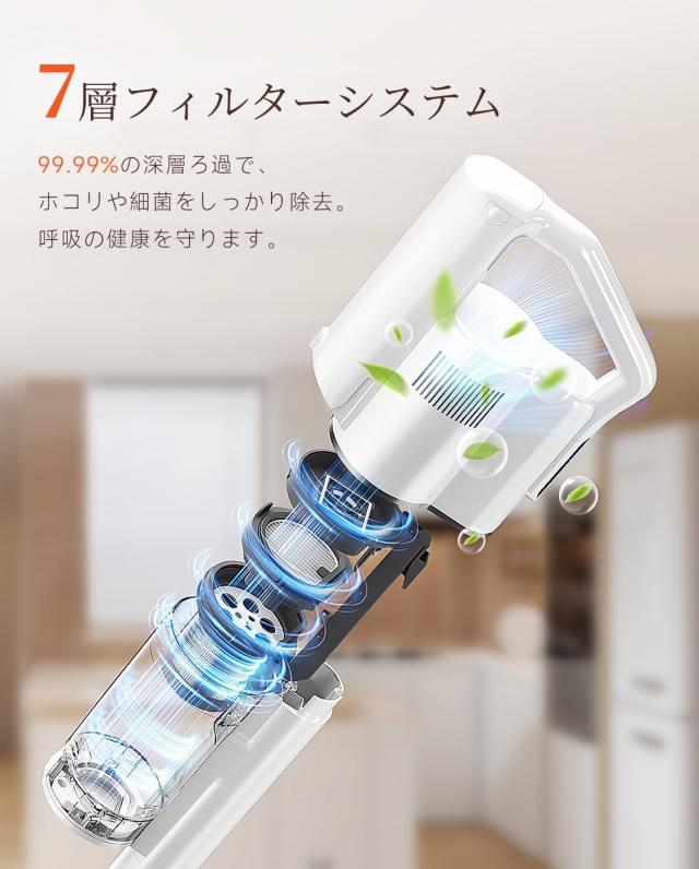 uwant V500 コードレス掃除機【業界初、生体模倣型除塵リング、自動