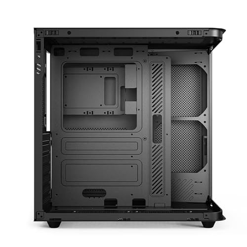 MOOTHMUSHI PCケース ATX対応 ミドルタワー ピラーレス設計 曲面強化ガラス側面パネル 静音＆高冷却 ゲーム/オフィス兼用 ブラック(ブラッ_2