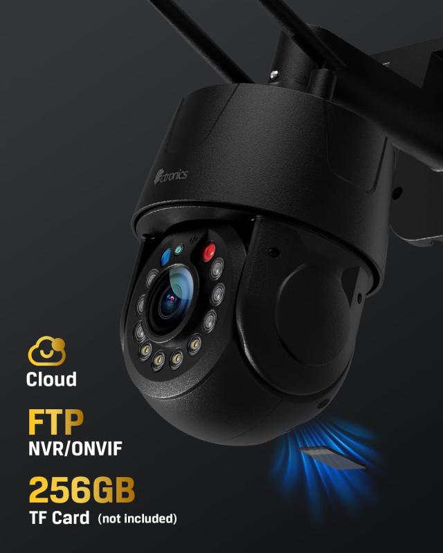 Ctronics 4K 防犯カメラ 30倍光学ズーム 150m赤外＆50mカラー夜間撮影 赤青警告ライト 人/車/ペットAI検知 自動追跡 60個プリセット＆パ_8