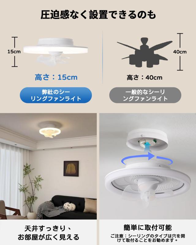 シーリングファンライト 50cmファン付き照明 360首振り