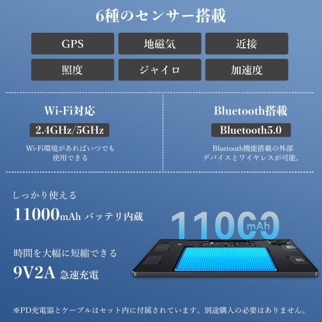 【 13インチ 2K 90Hz大画面】Blackview MEGA8 android15 タブレット 1920*1200pix、36GB+256GB+2TB TF拡張 11000mAh+急速充電器付き T620_6