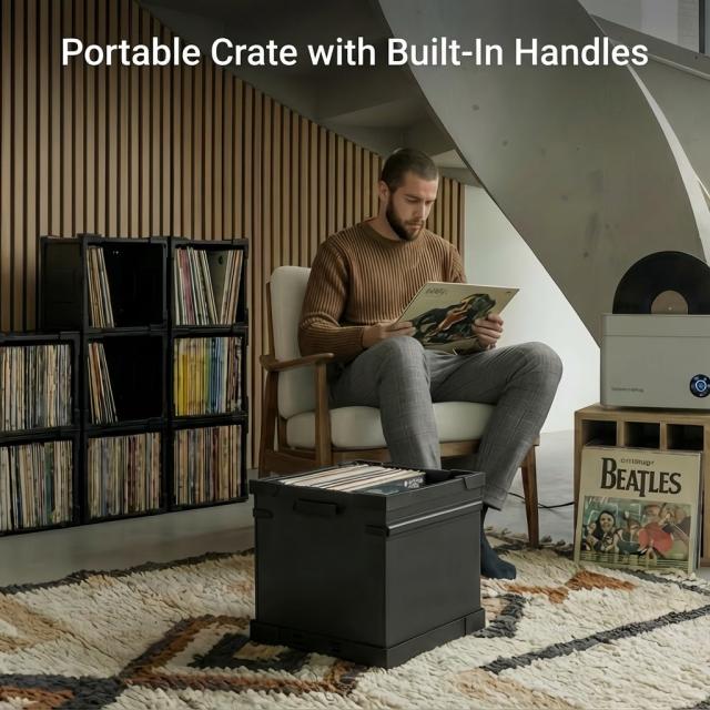 HumminGuru FlexiCube ビニールレコード収納ボックス ？ 12インチレコード用スタッキング式オーガナイザー、70枚のLPを収納可能 | モジュ_5