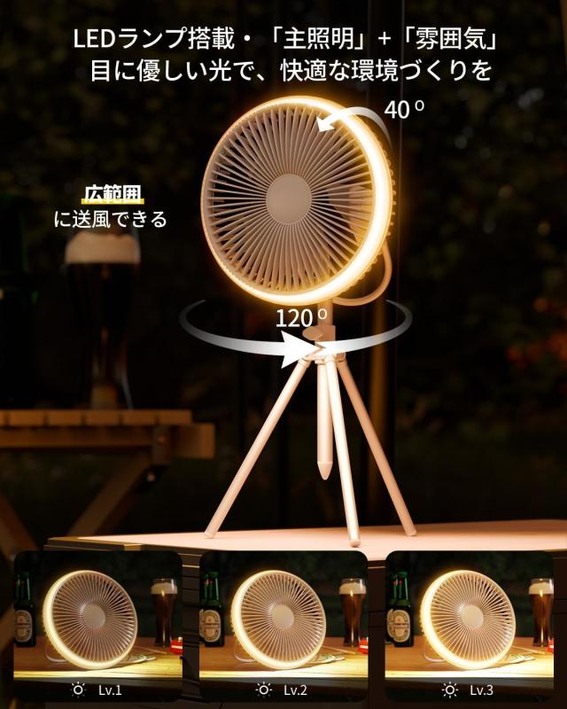 超音波方式で蚊を撃退】 HAGOOGI キャンプ 扇風機 コードレス