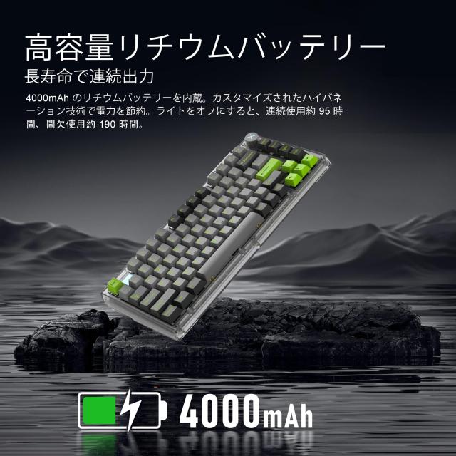 ZIPFORCE ワイヤレス 2.4GHz/USB-C/BT5.0 メカニカルゲーミングキーボード、75% 81 キー ホットスワップ可能 ノブ付き、1680 万色 RGB バ_7