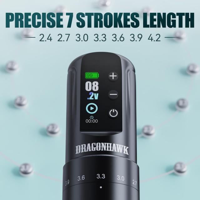 Dragonhawk Atom2 Pro コンプリートタトゥーガンキット コードレス コード ペンマシン 7ストローク長 2000mAh バッテリー電源 アーティス_2