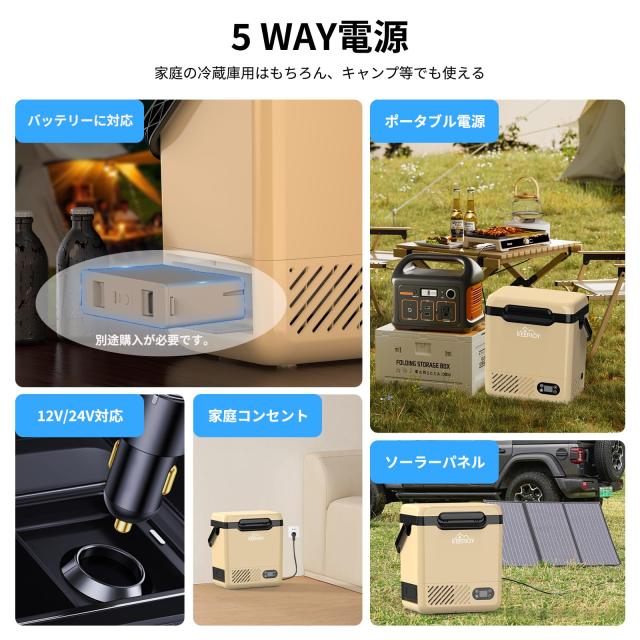 KEEPJOY 車載冷蔵庫 ポータブル冷蔵庫 12L 急速冷蔵冷凍 -20℃ コードレス 屋外 ハンドル付き 4WAY 電源対応 100〜240V家庭用 12V/24V車
