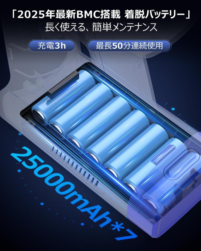 Zyvrex 掃除機 コードレス【腰痛ゼロフレックスネック設計】45kPa 超