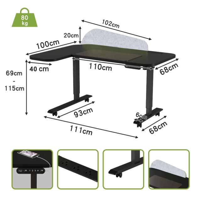 Radlove 昇降デスク L字 電動 パソコンデスク 幅150CM＊奥行き100CM