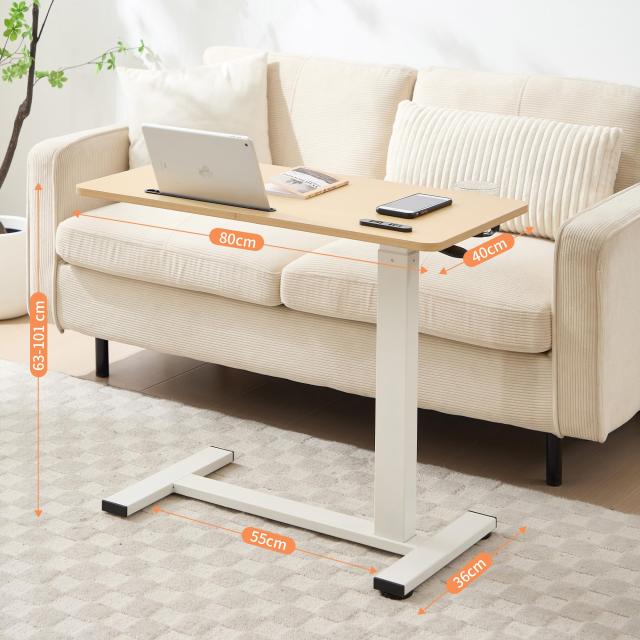 LEADHIGH サイドテーブル キャスター付き 昇降式デスク コンセント付き