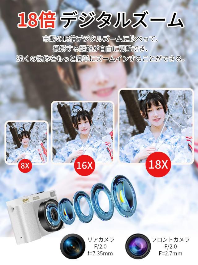 Moledro 5K スマホに送れるデジカメ デジタルカメラ WIFI転送機能 6400