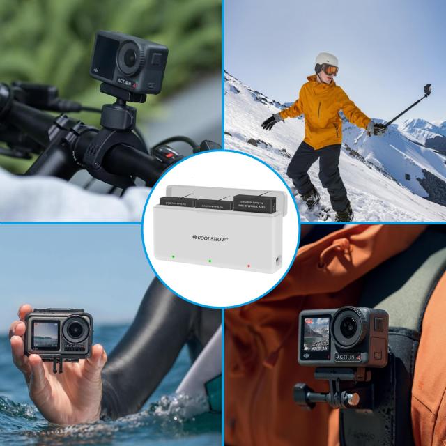 COOLSHOW DJI Osmo Action 6 5 Pro 4 3 バッテリー Osmo360 バッテリー 3個 2100mAhとOsmo Action 6/5 Pro/4/3 充電器 Type C充電ポート