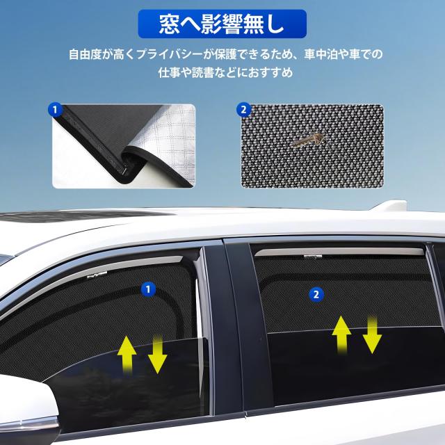 RAV4 50系 車種専用設計 メッシュカーテン 2in1 サンシェード 断熱 日除け 換気 RAV4 MXAA5# AXAH5# 全車窓 カーテン 虫避け プライバシ_6