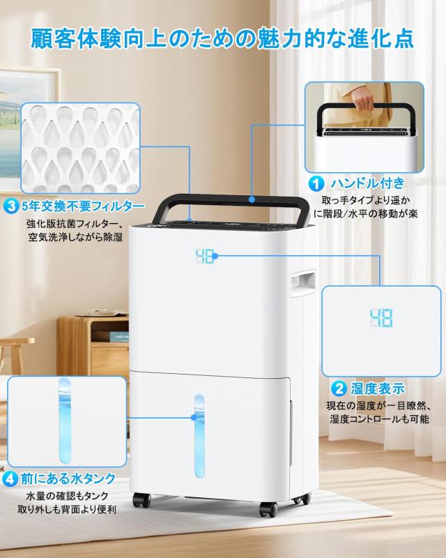 JYWINA 除湿機 コンプレッサー式 除湿器 じょしつき 衣類乾燥機【2025