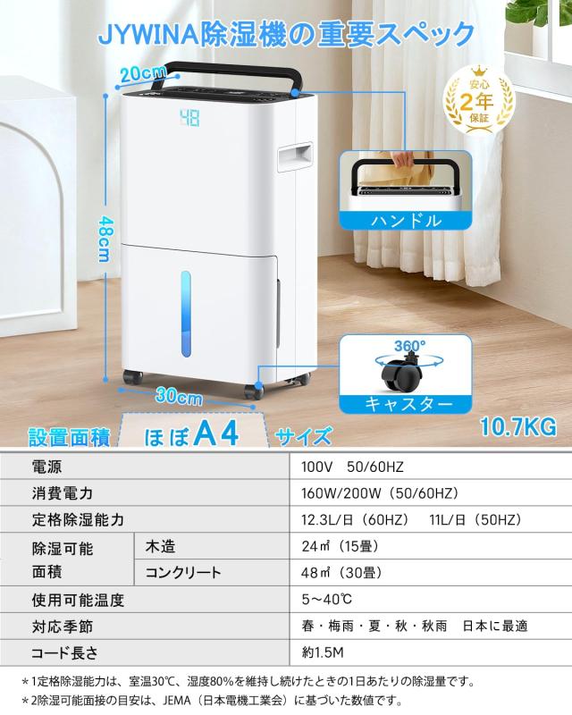 JYWINA 除湿機 コンプレッサー式 除湿器 じょしつき 衣類乾燥機【2025
