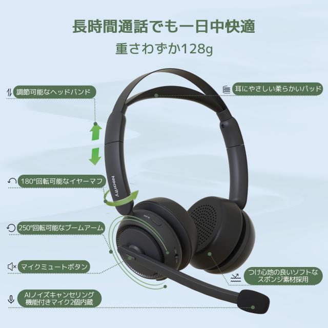 Nearity EP320 ワイヤレスヘッドセット Bluetooth USBドングル充電スタンド付き_1