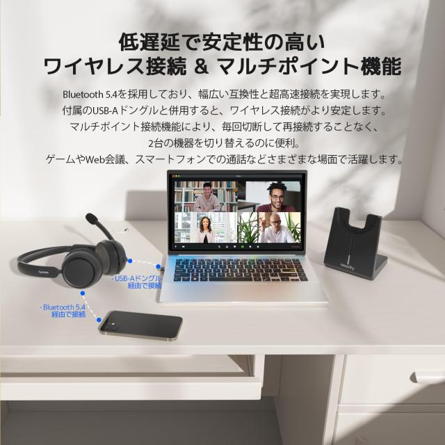 Nearity EP320 ワイヤレスヘッドセット Bluetooth USBドングル充電スタンド付き_3