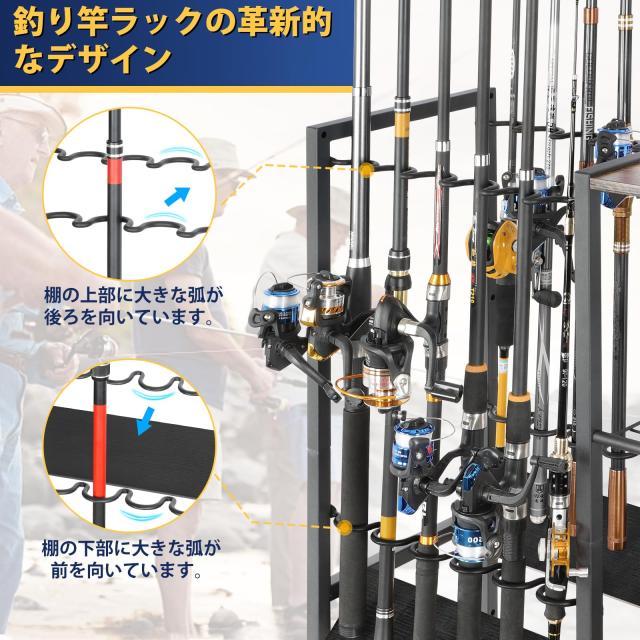極点照明ランプ 釣り竿立て 大収容能力の釣り竿立て 釣り竿用の専用仕合わせ 12本の釣り竿が納めるできる釣り竿立て キャスター付き添い人 精神的な統合式 露天