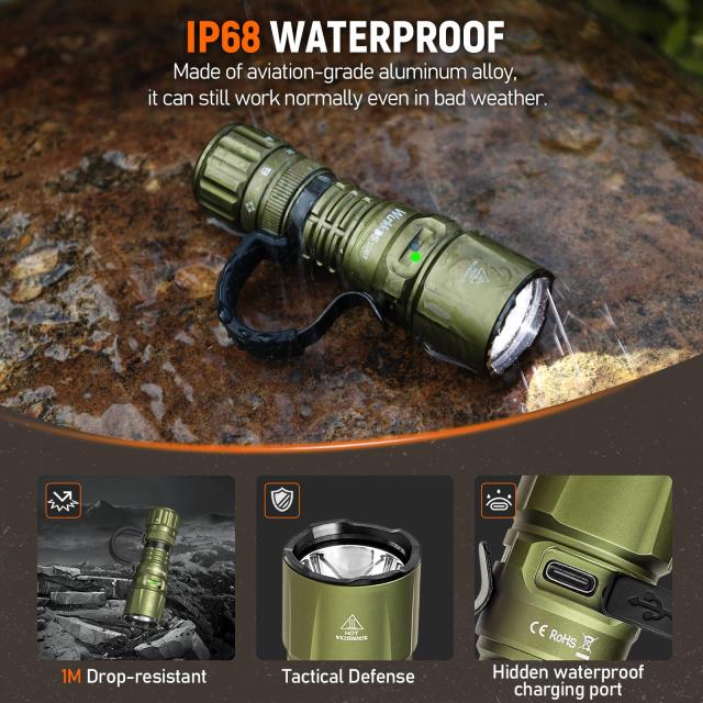 Wurkkos TD01C懐中電灯 led 強力 1039M超強遠射 戦術懐中A wurkkos td01