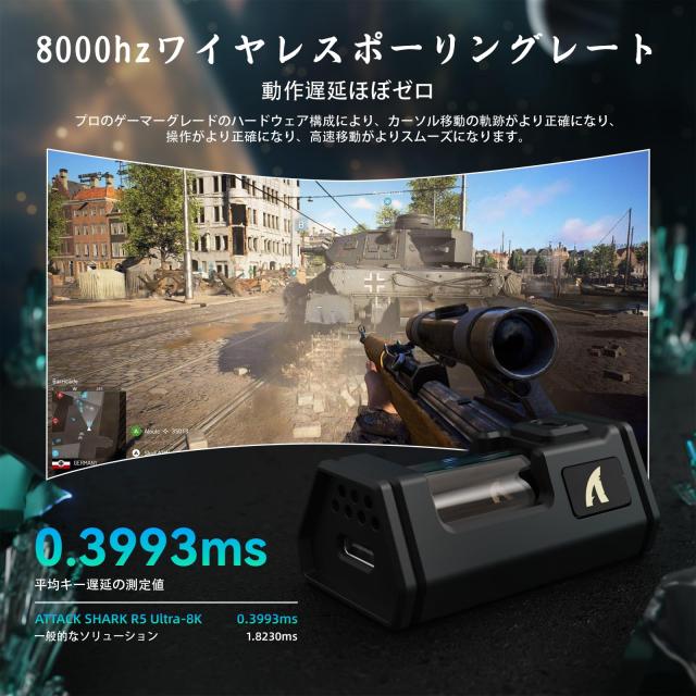 ATTACK SHARK R5 Ultra カーボンファイバーゲーミングマウス スーパーライト42g PAW3950MAXセンサー Nordic52840 8Kポーリングレートワイ_2