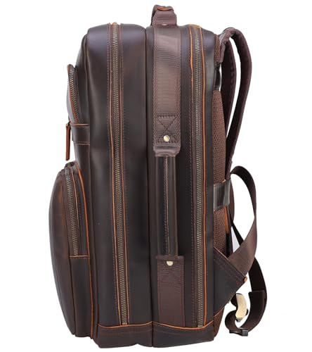 [TIDING] ポケット多い 厚手牛革 リュック メンズ ビジネスリュック バックパック ディパック 2ハンドル キャリーオン YKK 15.6PC 1泊対